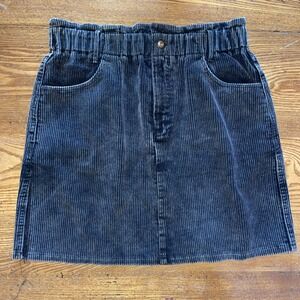 She & Sky Black/Gray Corduroy‎ Skirt Belt Loops Pockets Medium